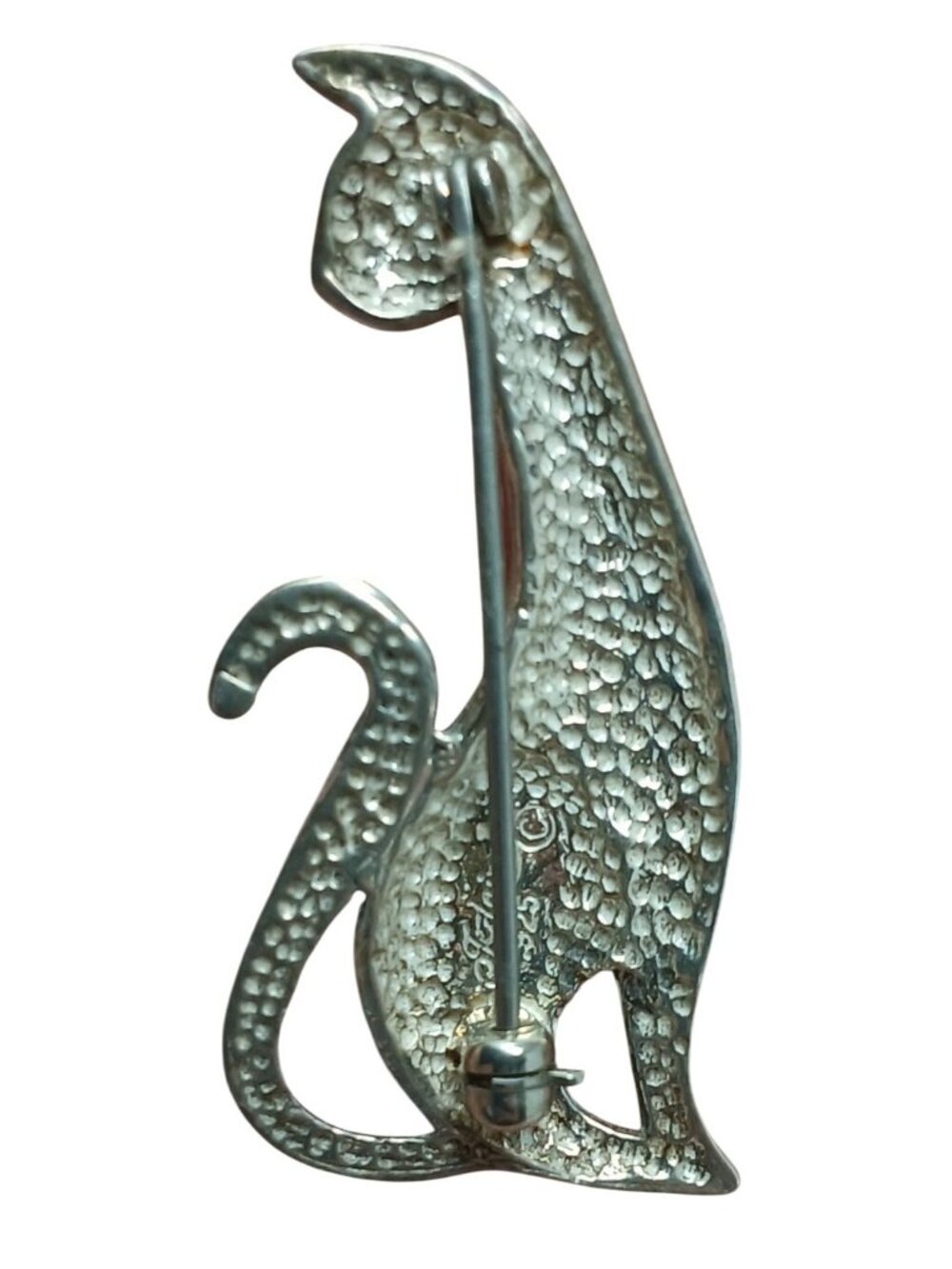 Vintage Jezlaine Sterling Silver Standing Cat Brooch Sitting Kitty Pin 925 #G-2 - Picture 5 of 7